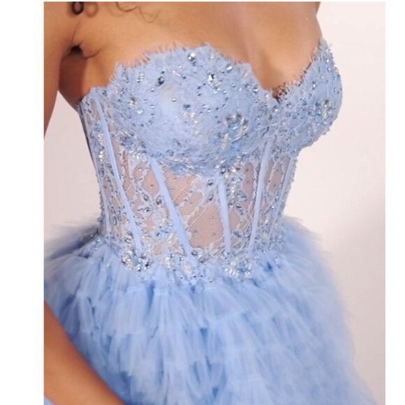 Colette by Mon Cheri Size 6-8 Periwinkle Corset Tulle Ball Gown - Picture 2 of 9